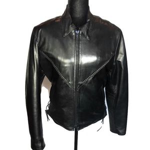 Allstate Black Leather Motorcycle Jacket